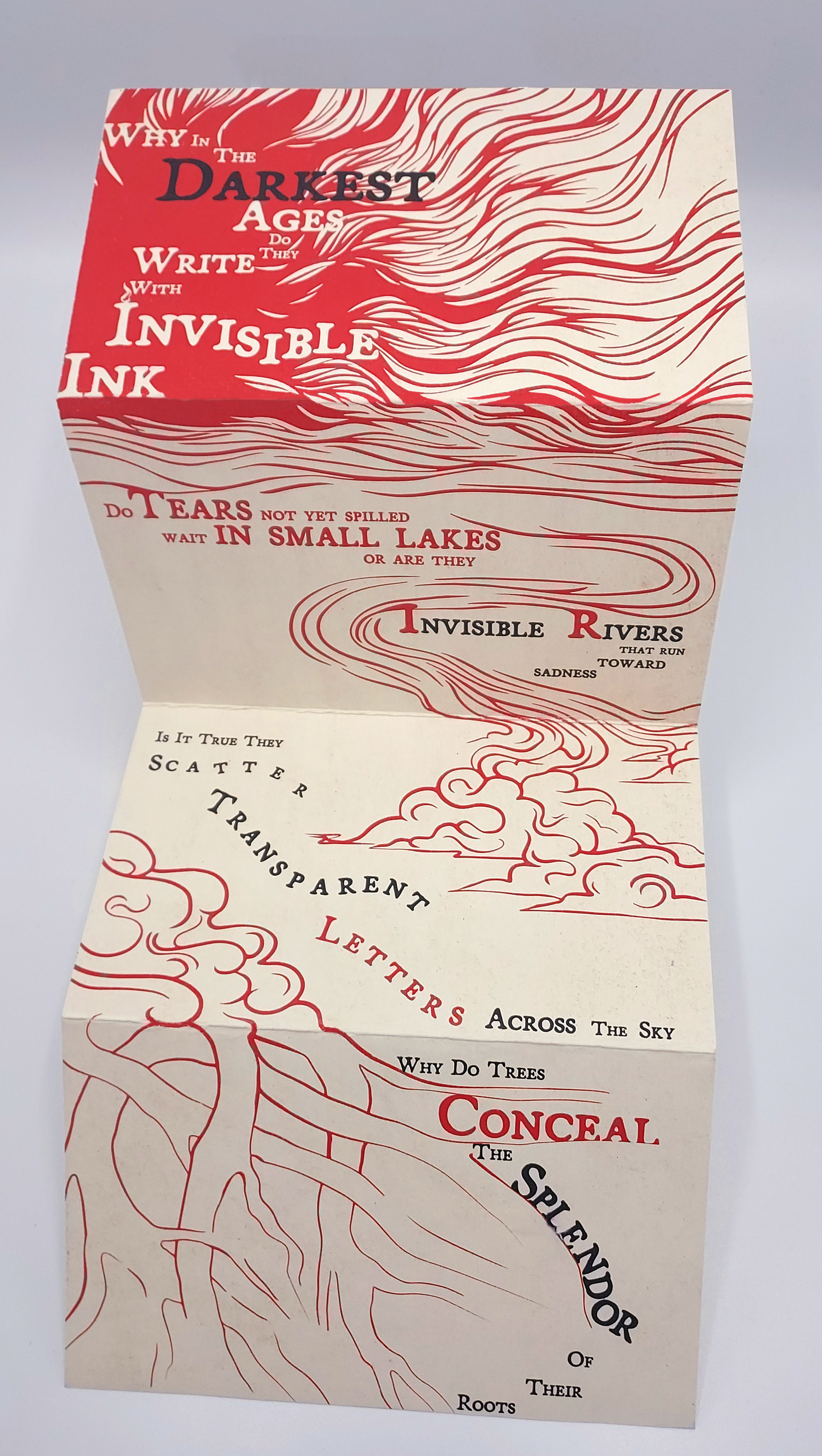 The front of the postcard accordion fold booklet